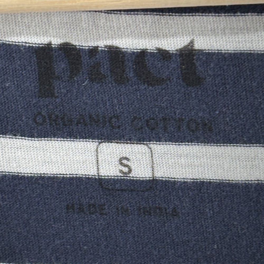 Pact Organic Cotton Navy Blue & White Striped V-Neck Tank Dress Size S - Picture 2 of 8